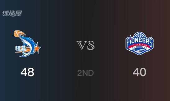 半场结束，福建以48-40领先天津，刘金雨10分2篮板